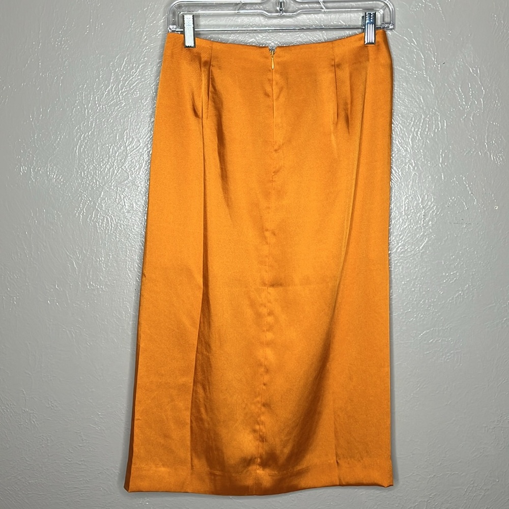 J. Crew Vibrant Orange Faux Wrap Skirt Size 2 Dopamine Event Summer - Picture 3 of 4